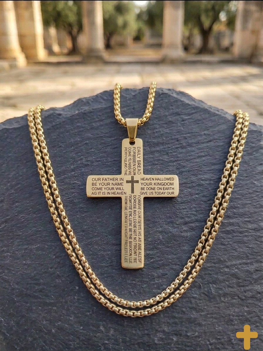 Lords Prayer - Stainless Steel Pendant Gold