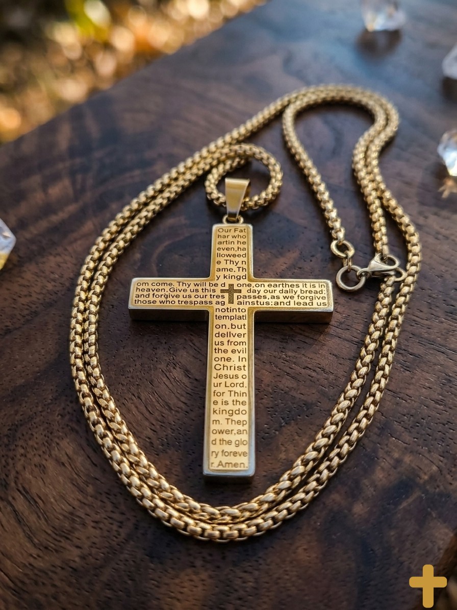 Lords Prayer - Titanium Plated Pendant Gold