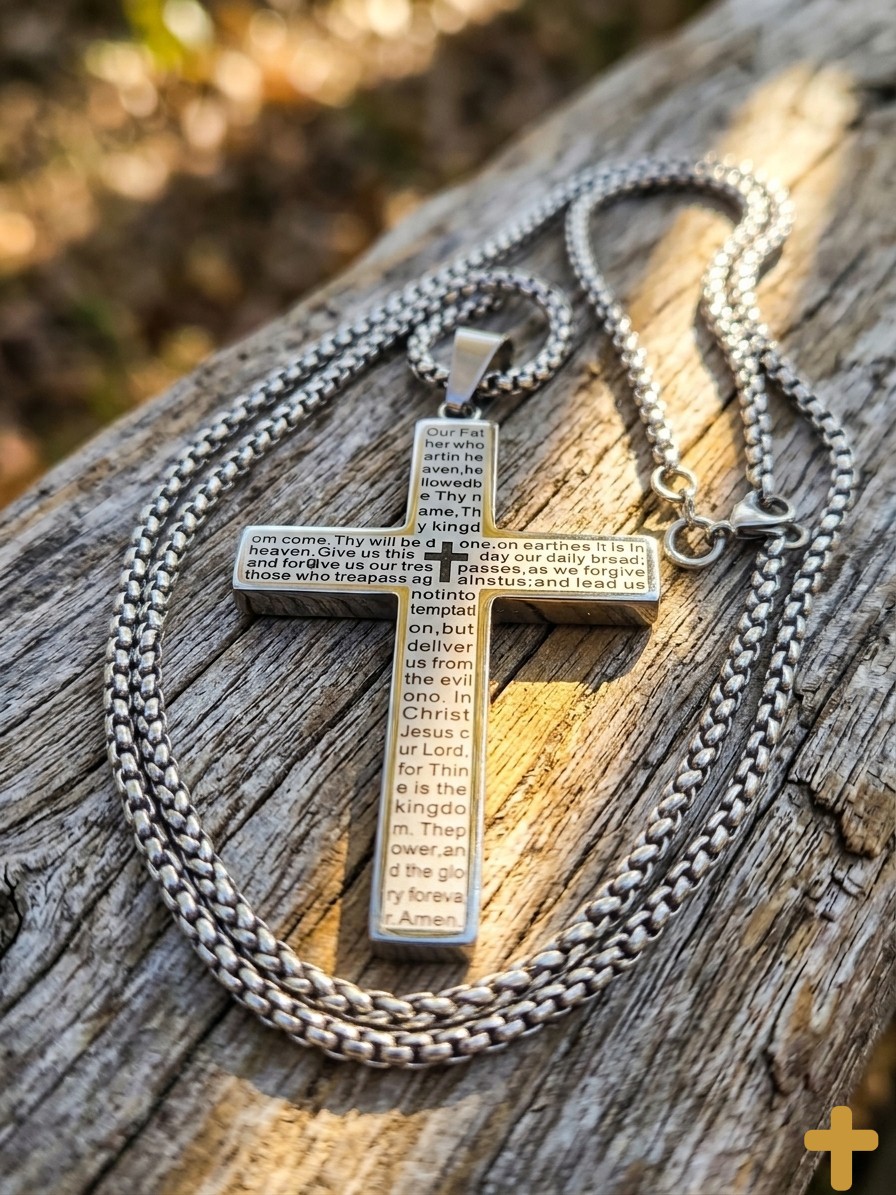 Lords Prayer - Titanium Plated Pendant Silver