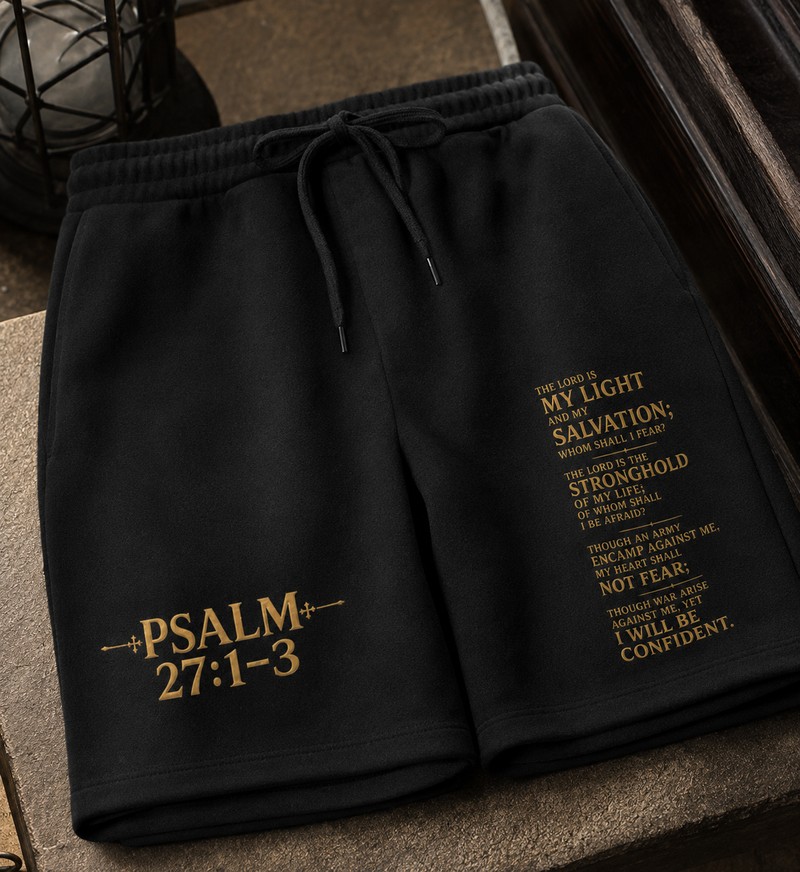 Psalms 27 1-3 Fleece Shorts — image 2