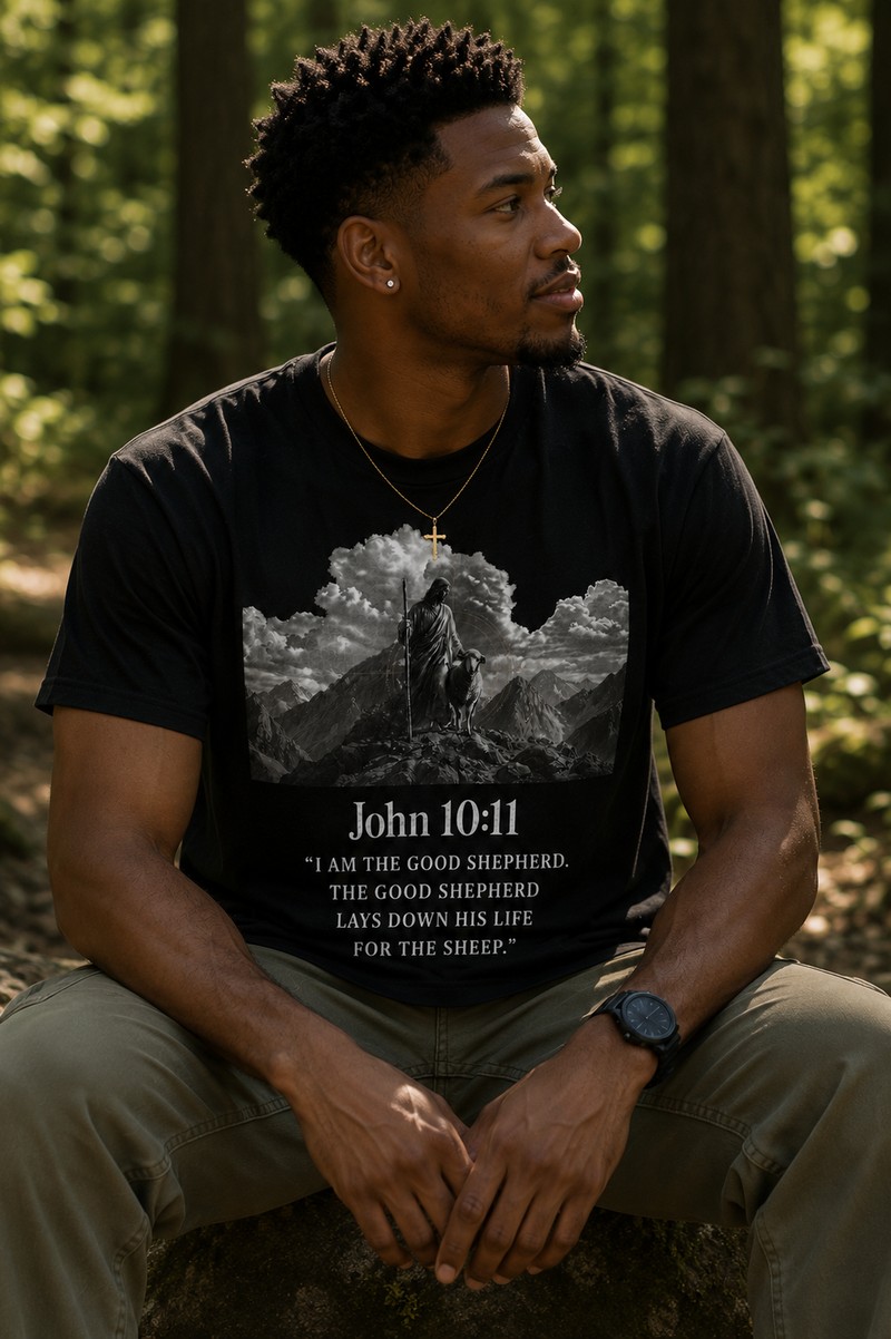 John 10:11 Christ and his Sheep T-shirt 1717 — image 2