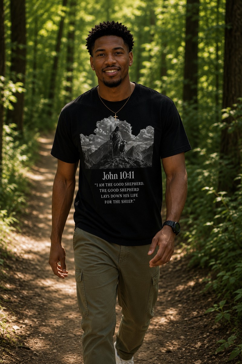 John 10:11 Christ and his Sheep T-shirt 1717 — image 3