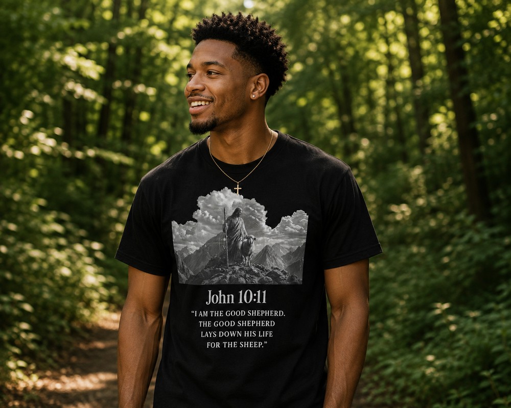 John 10:11 Christ and his Sheep T-shirt 1717 — image 1