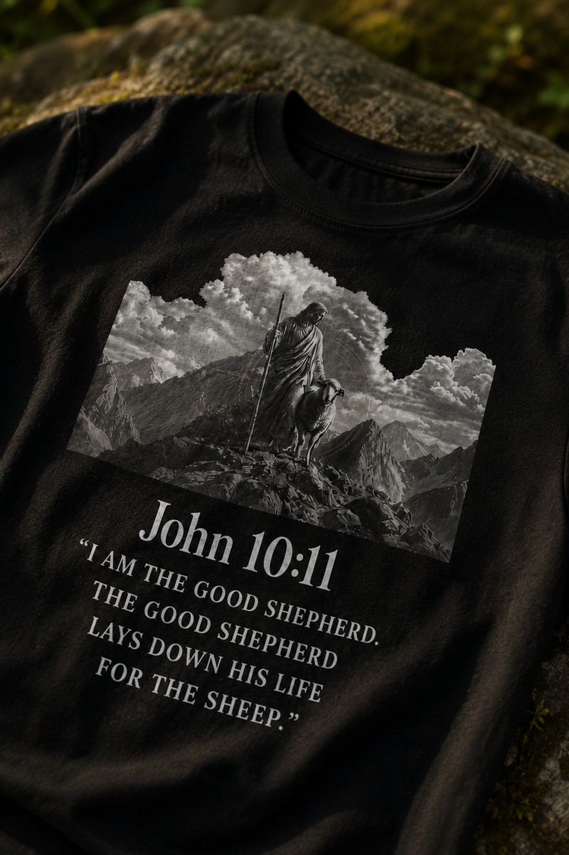 John 10:11 Christ and his Sheep T-shirt 1717 — image 4