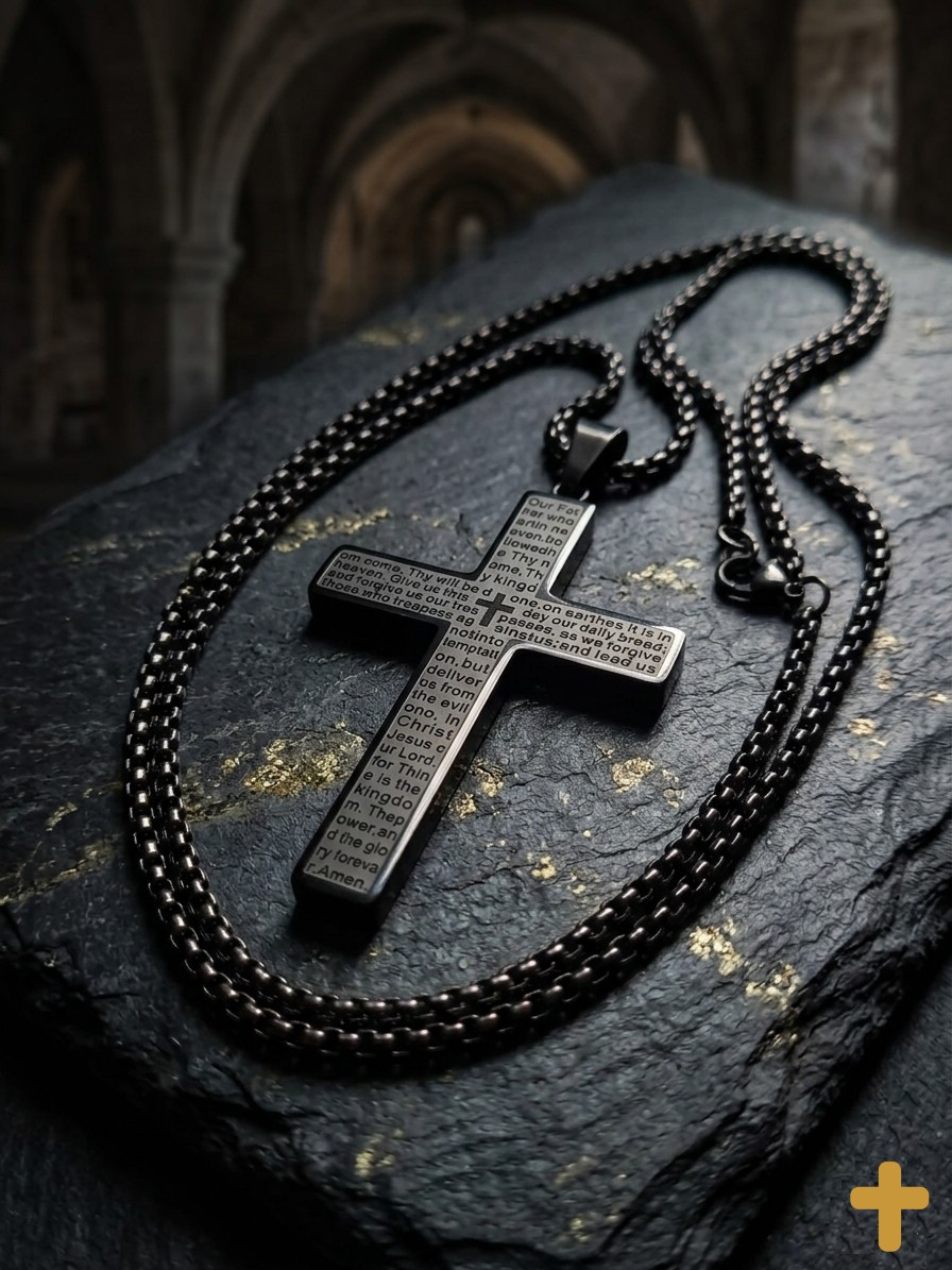 Lords Prayer — Titanium Plated Pendant Black